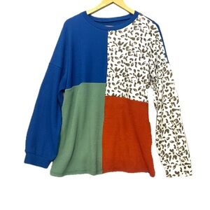 Leopard Colorblock Patchwork Top NWOT 25" p2p